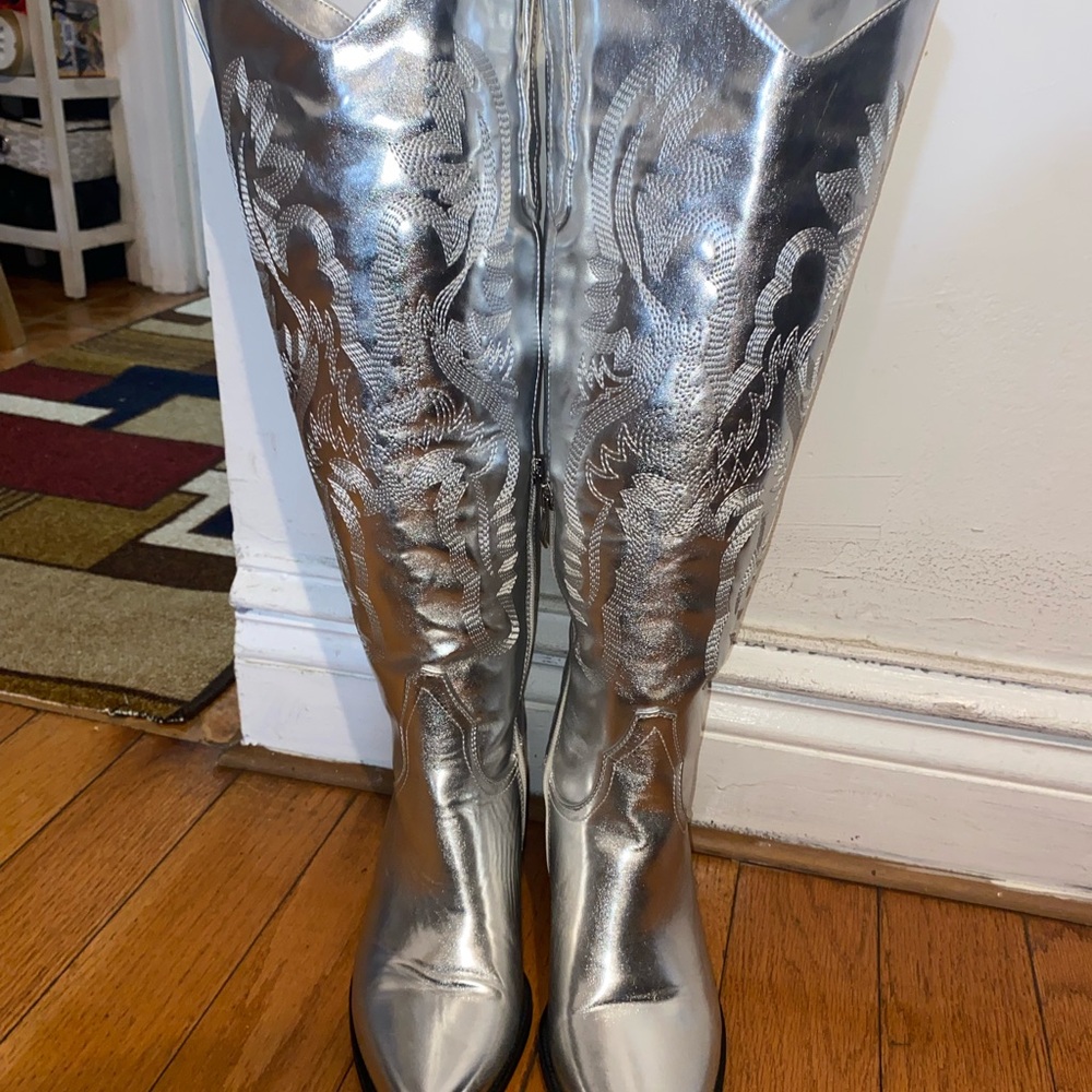 Silver Cowboy Boots